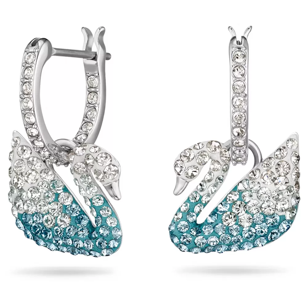 Серьги Swarovski Iconic Swan | Лазурные лебеди | Кристаллы Сваровски