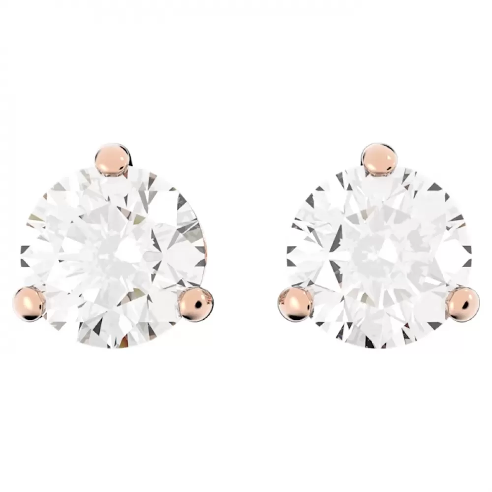 Серьги-пусеты Swarovski Solitaire | Rose Gold | кристаллы Swarovski
