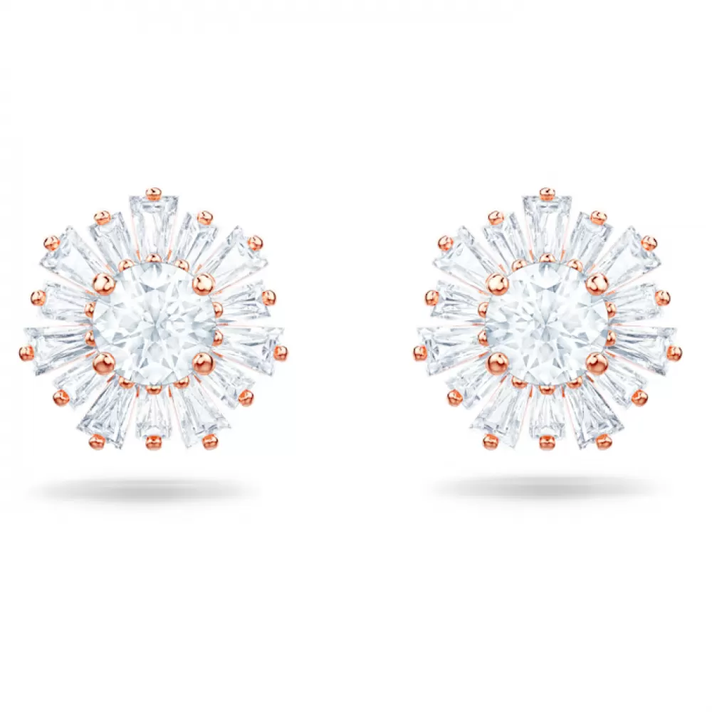Серьги Swarovski Sunshine Pierced White| Rose Gold | Кристаллы Сваровски