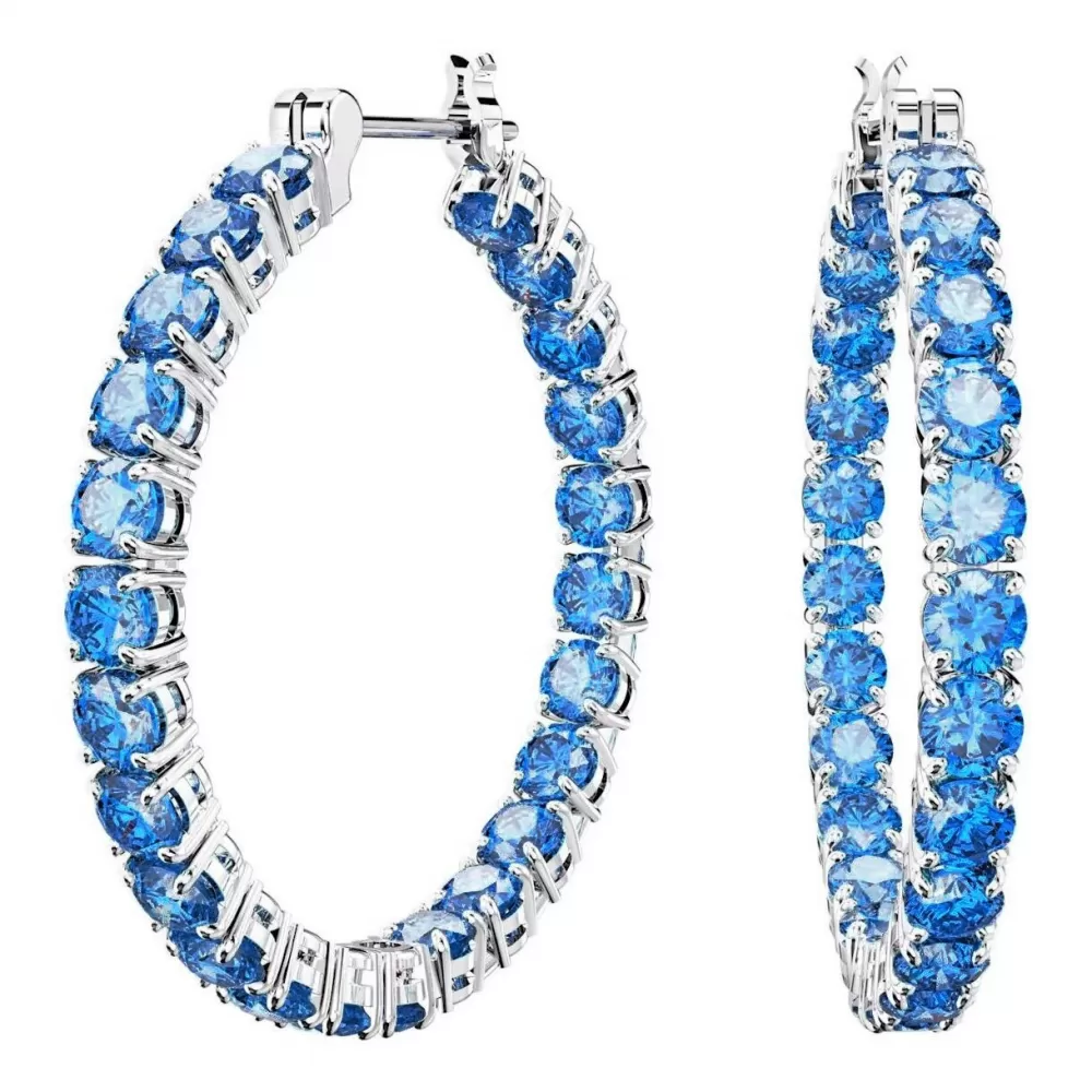 Серьги-кольца Swarovski Matrix Blue | Кристаллы Сваровски
