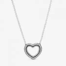 Колье Pandora Pavé Snake Chain Pattern Open Heart