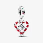 Шарм Pandora Double Candy Cane Heart Dangle