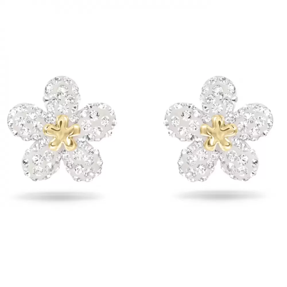 Серьги-гвоздики Сваровски Цветки серебристый|золотистый