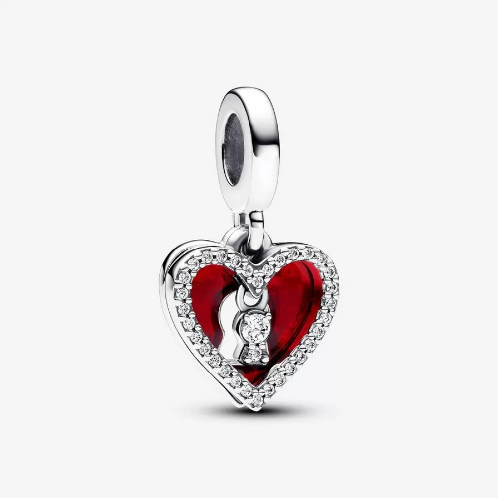 Шарм Pandora Red Heart & Keyhole Double Dangle