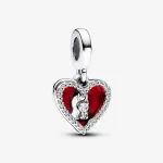 Шарм Pandora Red Heart & Keyhole Double Dangle