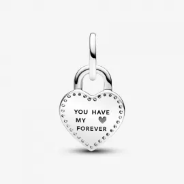 Шарм Pandora Two-tone Twistable Heart Padlock Double Dangle