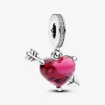 Шарм Pandora Red Heart & Arrow Murano Glass Dangle