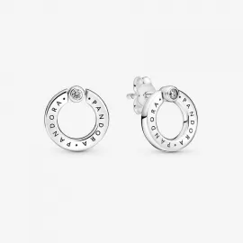 Серьги Pandora Pavé & Logo Circle Reversible