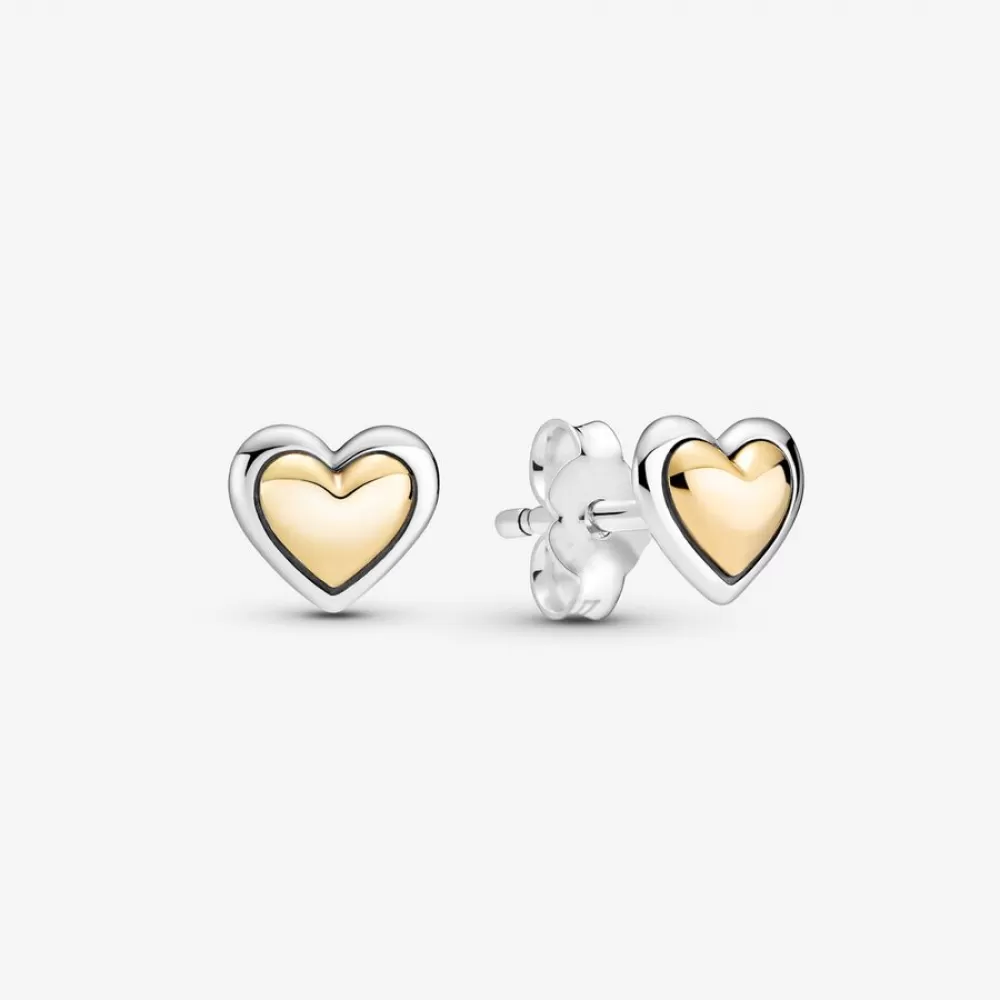 Серьги Pandora Domed Golden Heart Stud