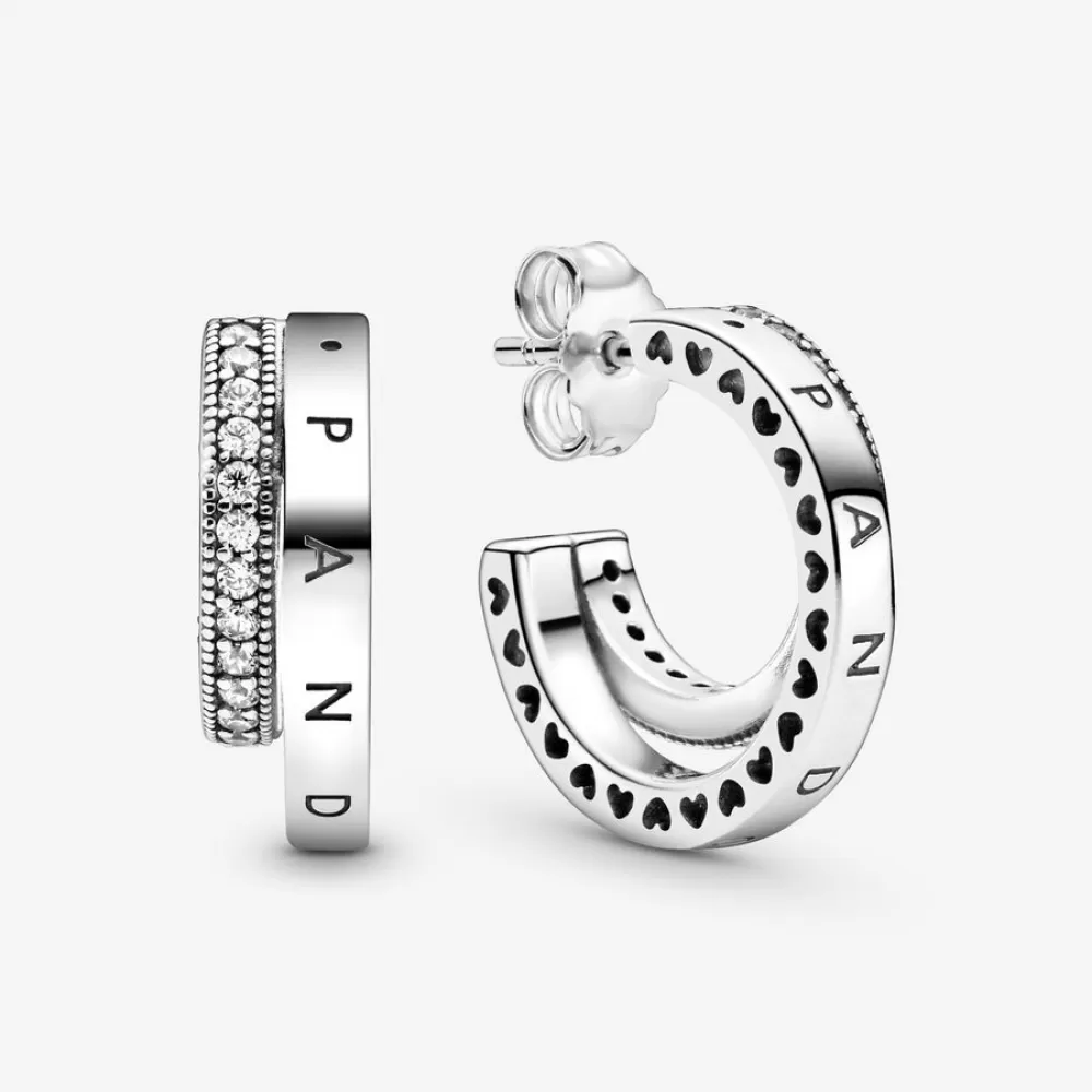 Серьги Pandora Pavé Double Hoop