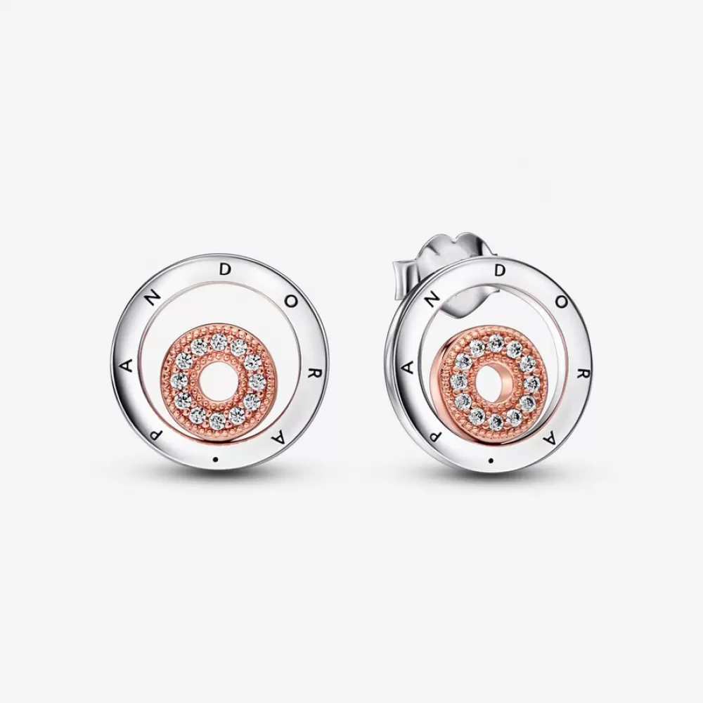 Серьги Pandora Signature Two-tone Logo Circles