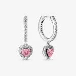 Серьги Pandora Sparkling Halo Heart Hoop