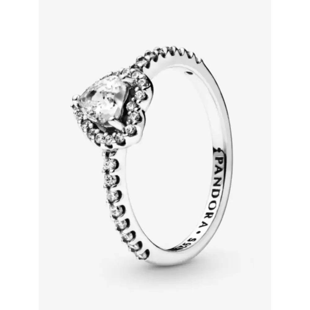 Кольцо Pandora Elevated White Heart Ring 58 мм