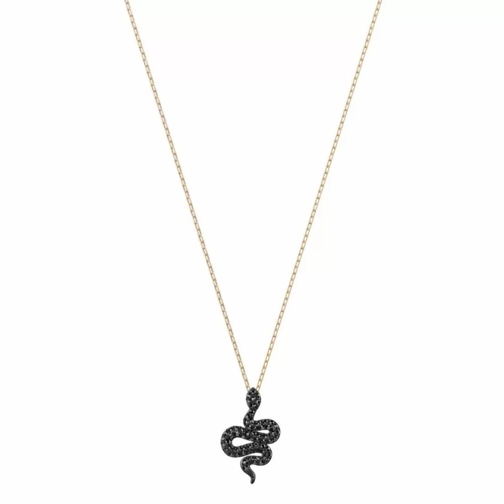 Колье Leslie Pendant Small | Черная Змея Rose Gold | Кристаллы Swarovski