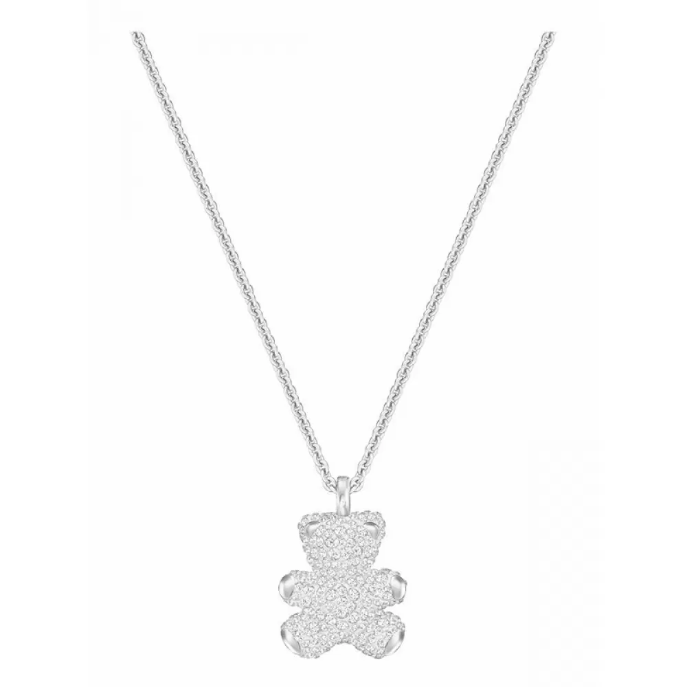 Колье  Swarovski Мишка Teddy | кристаллы Swarovski | White gold